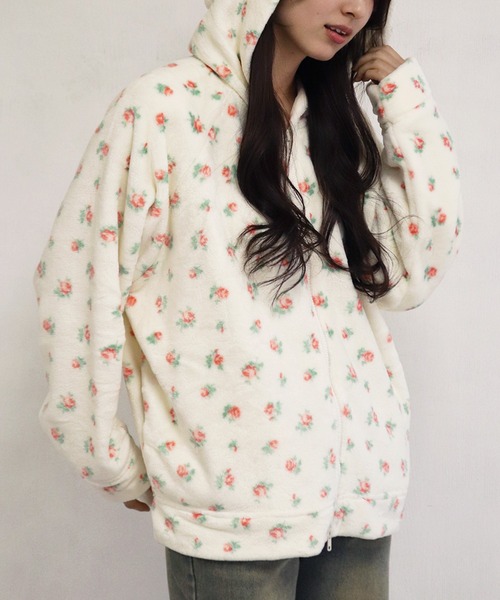 JEMORGAN（ジェーイーモーガン） パーカー 花柄プリント フリース