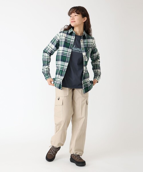 【美品】ナゴスタンス・長袖シャツ・チェックコンビハイネックブラウス・23AW・M Columbia（コロンビア） ブラウス シャツ Columbia／ウィメンズ