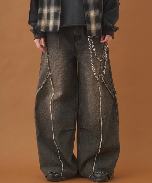 PLAN To ワイドパンツ ジーンズ Balloon Wide Flare Vintage Denim