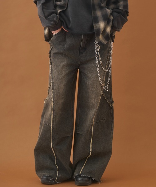 PLAN To ワイドパンツ ジーンズ Balloon Wide Flare Vintage Denim