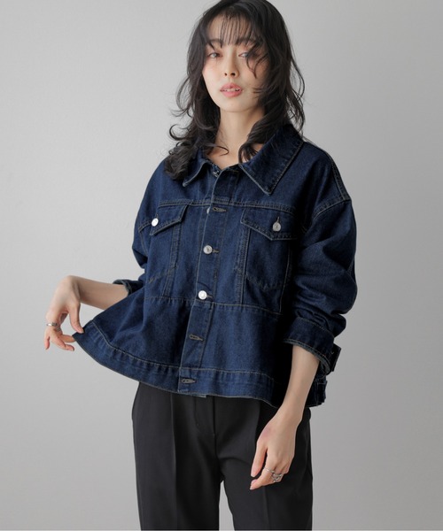 デニムジャケット gジャン ペプラムデニムジャケット レディース