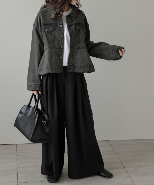 デニムジャケット gジャン ペプラムデニムジャケット レディース