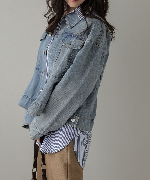 デニムジャケット gジャン ペプラムデニムジャケット レディース