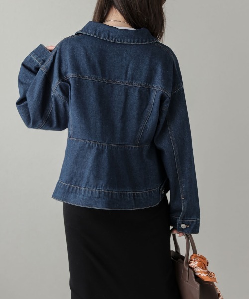 ジャケット Gジャン ギャザーペプラムデニムジャケット レディース デニムジャケット gジャン ペプラムデニムジャケット レディース