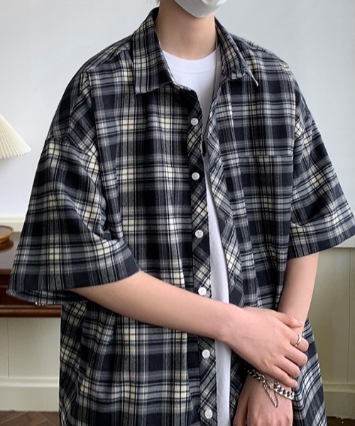 「MGV」 半袖シャツ LARGE ネイビー メンズ_画像5