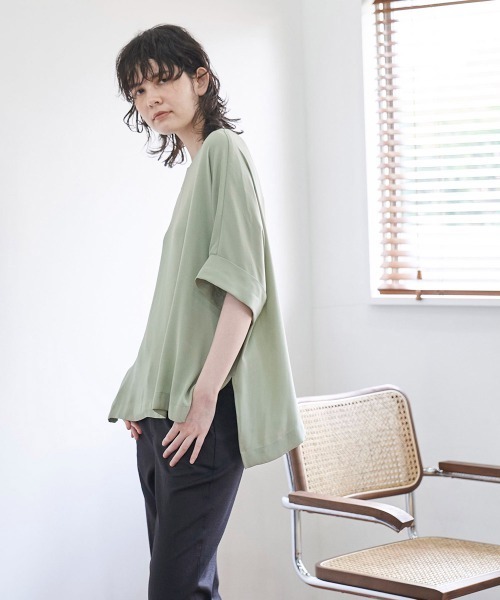 「la.f…」 半袖ブラウス 9号 グリーン レディース_画像7