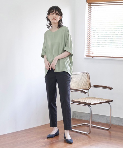 「la.f…」 半袖ブラウス 9号 グリーン レディース_画像9