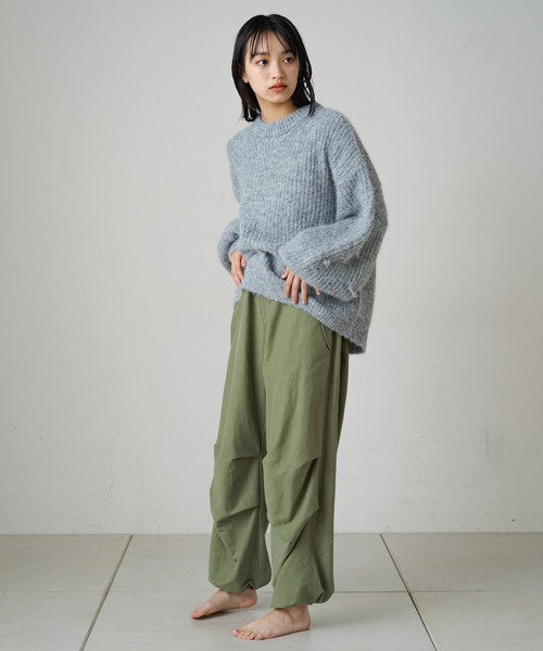 「Omekashi」 「earthy」長袖ニット FREE ライトグレー レディース_画像2