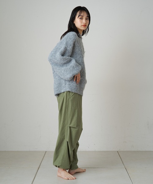 「Omekashi」 「earthy」長袖ニット FREE ライトグレー レディース_画像3