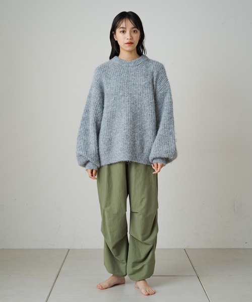 「Omekashi」 「earthy」長袖ニット FREE ライトグレー レディース_画像4