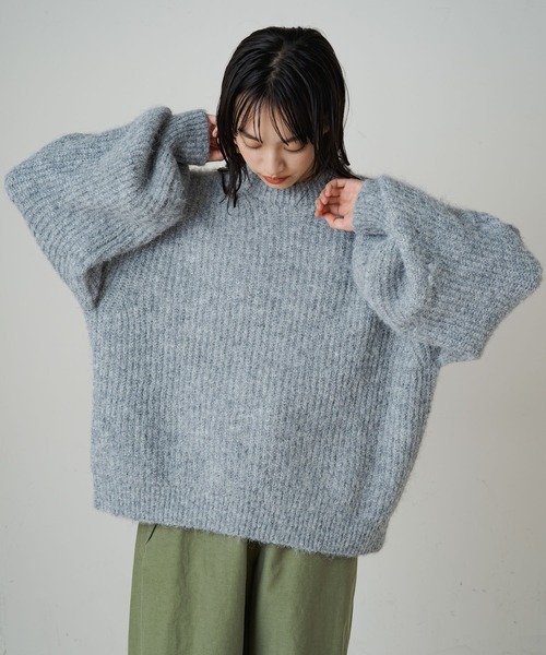 「Omekashi」 「earthy」長袖ニット FREE ライトグレー レディース_画像6