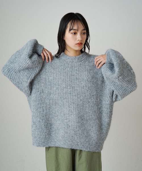 「Omekashi」 「earthy」長袖ニット FREE ライトグレー レディース_画像8