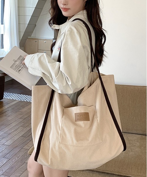 FREE STYLISTS トートバッグ 大きめ Y2K コーデュロイビッグトート