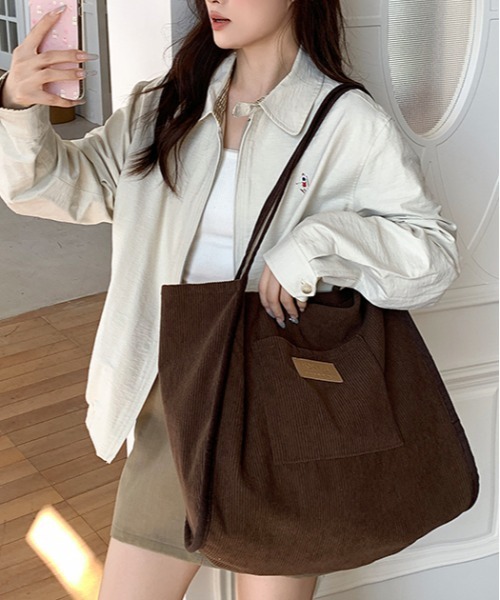 FREE STYLISTS トートバッグ 大きめ Y2K コーデュロイビッグトート