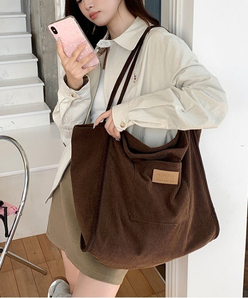 FREE STYLISTS トートバッグ 大きめ Y2K コーデュロイビッグトート