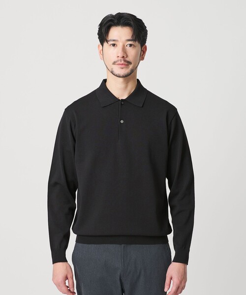 新品　BEAUTY＆YOUTH メッシュポロニット　黒 BEAUTY＆YOUTH UNITED ARROWS カーディガン メッシュポロニット