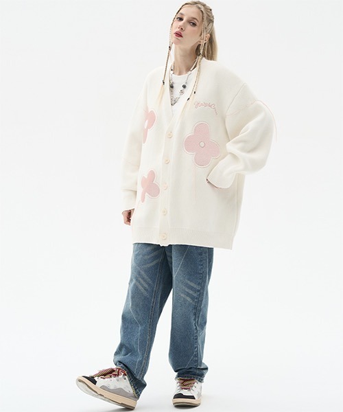 「HARSH AND CRUEL」 ニットカーディガン L ホワイト メンズ_画像3