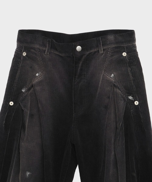 CONZ パンツ CORDUROY BLAST PAINT CURVED LEG PANTS レディース