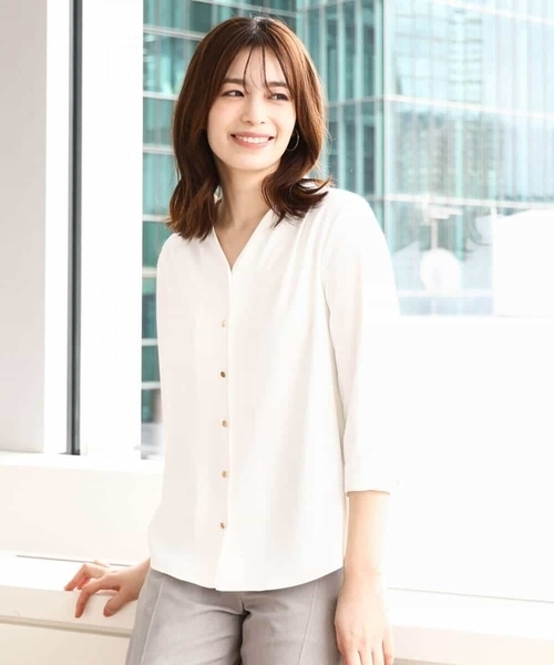 「OFUON le MK」 7分袖ブラウス 40 ライトイエロー レディース_画像9