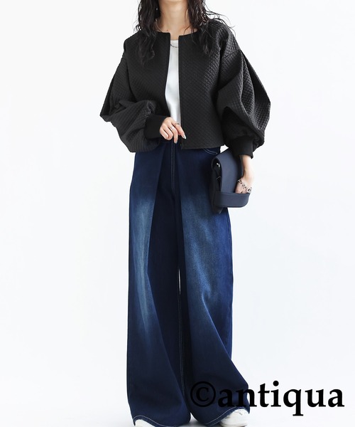 「antiqua」 「patterntorso」ブルゾン FREE ブラック レディース_画像9