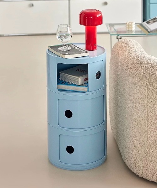 【昭和レトロ】レトロポップ3段収納(ブルー) 家具 コンテンポラリーオープン収納チェスト3段 : ZOZOTOWN Yahoo!店