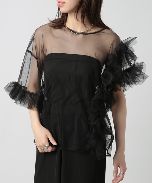 「MAISON BREEZE reveur」 7分袖ブラウス FREE グレー レディース_画像3