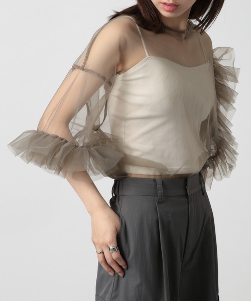 「MAISON BREEZE reveur」 7分袖ブラウス FREE グレー レディース_画像9