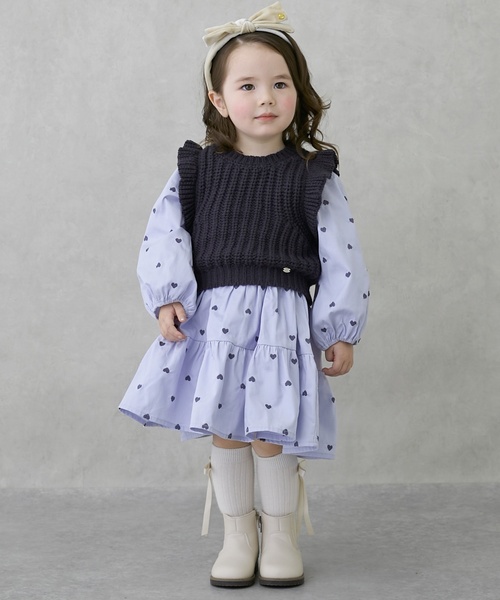 petit main ワンピース 「リンク」ベストつきワンピース キッズ 子供服 