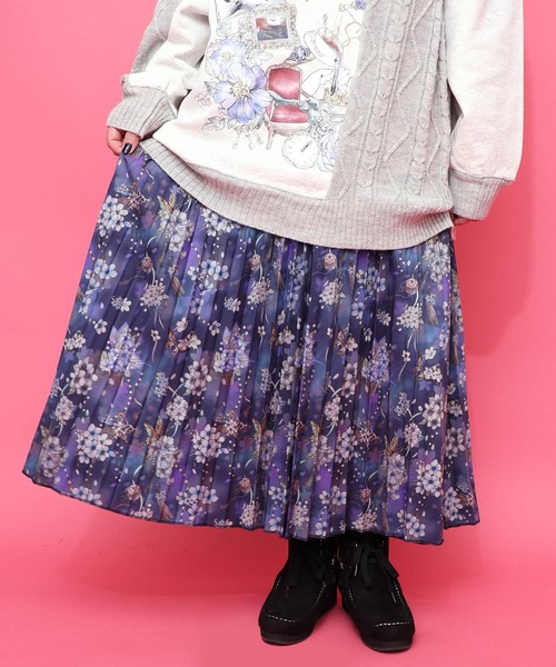新品タグ付 イズスカラー　553291：チュールスカート×花柄×プリーツスカート iS ScoLar（イズスカラー） スカート 553295：雅結×iS ScoLarコラボ 花