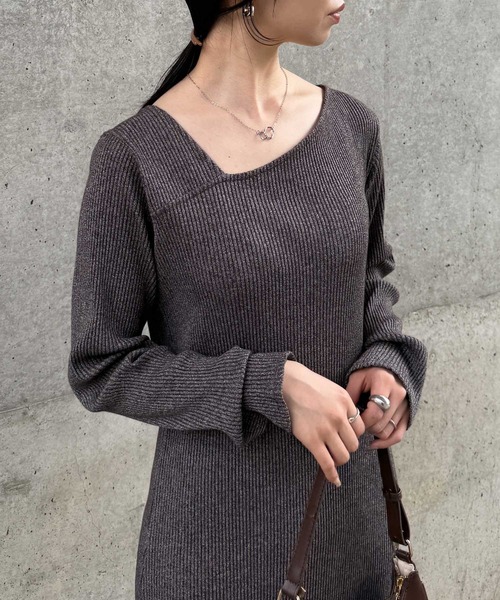 RANAN（ラナン） 長袖ワンピース M チャコール レディース : ZOZOTOWN