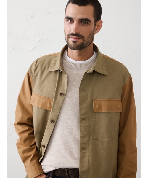値下げBANANA REPUBLIC 羊革 レザー ウエスタンシャツ Ｍ Banana Republic（バナナリパブリック）の「リネン ウエスタンシャツ