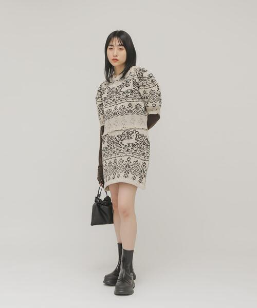 KBF（ケービーエフ） ニット セーター ジャガードハーフスリーブニット