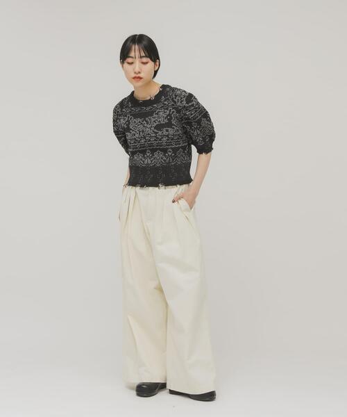 COUDRE 　ハーフスリーブニット　CD165　OFF WHITE - OFW カラービジューハーフスリーブニット | QUEENS COURT（Women