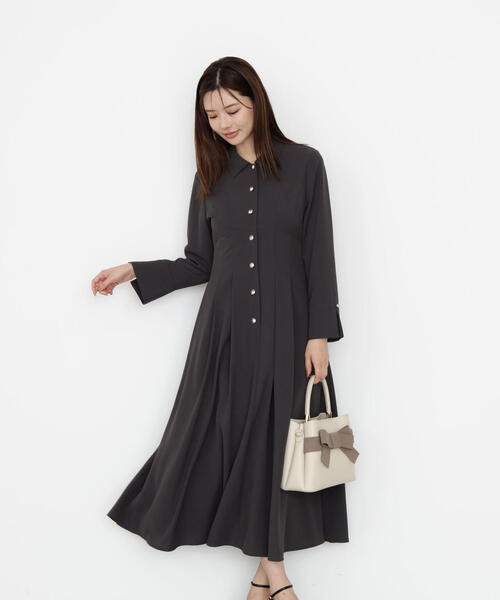 「PROPORTION BODY DRESSING」 シャツワンピース P/S ダークグレー レディース_画像3