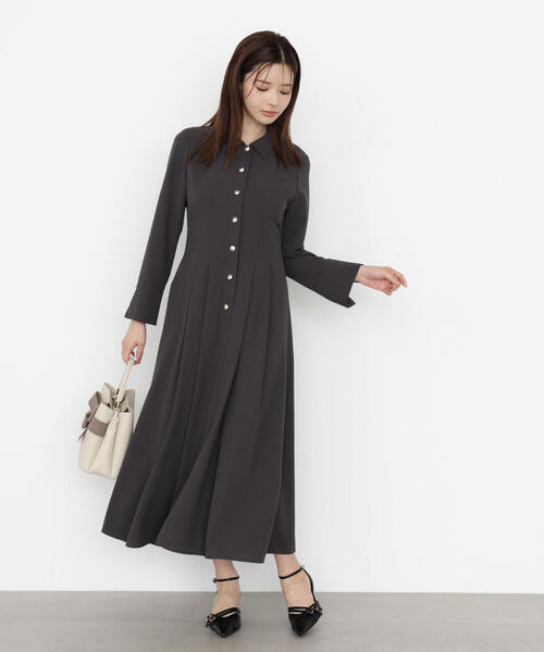 「PROPORTION BODY DRESSING」 シャツワンピース P/S ダークグレー レディース_画像5