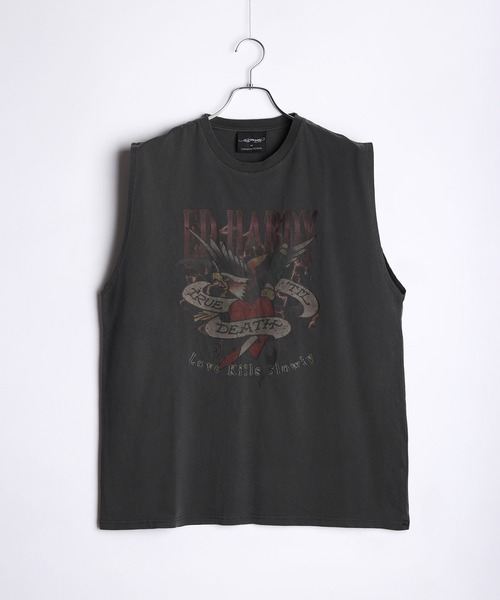 「Ed Hardy」 ノースリーブトップス X-LARGE チャコールグレー メンズ_画像2