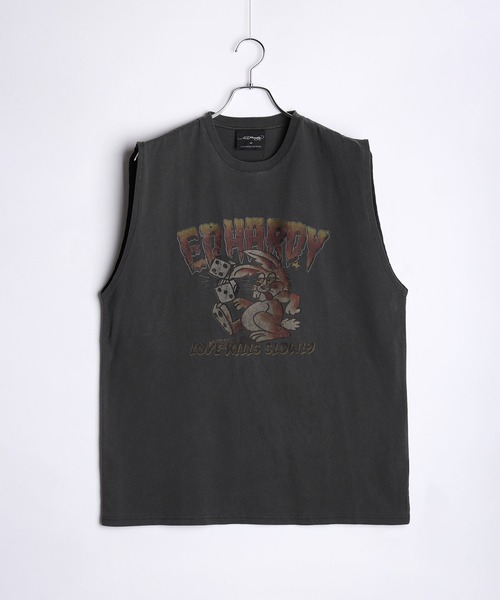 「Ed Hardy」 ノースリーブトップス X-LARGE チャコールグレー メンズ_画像3