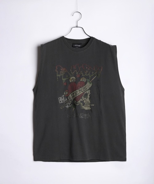 「Ed Hardy」 ノースリーブトップス X-LARGE チャコールグレー メンズ_画像4