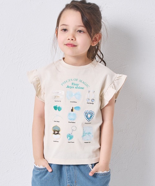 pairmanon（ペアマノン） tシャツ 「綿100%」ガールズ 袖フリル アクセ