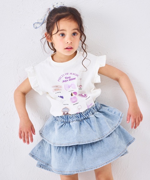 pairmanon（ペアマノン） tシャツ 「綿100%」ガールズ 袖フリル アクセ