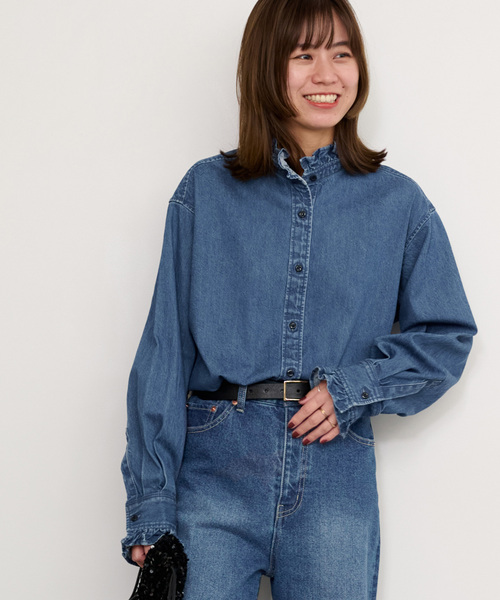 「JOURNAL STANDARD relume」 長袖ブラウス FREE ブルー レディースの画像