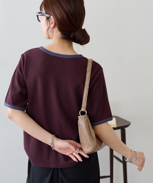 Discoat（ディスコート） tシャツ バイカラーリングドットヘンリー5分