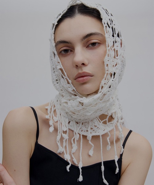 Ameri（アメリ） ストール マフラー FLOWER MOTIF KNIT SCARF