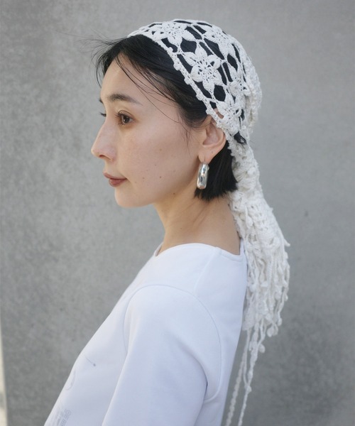 Ameri（アメリ） ストール マフラー FLOWER MOTIF KNIT SCARF
