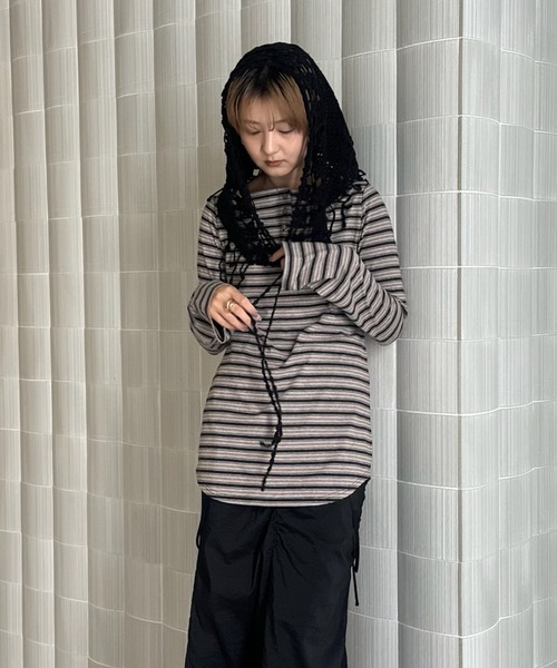Ameri（アメリ） ストール マフラー FLOWER MOTIF KNIT SCARF