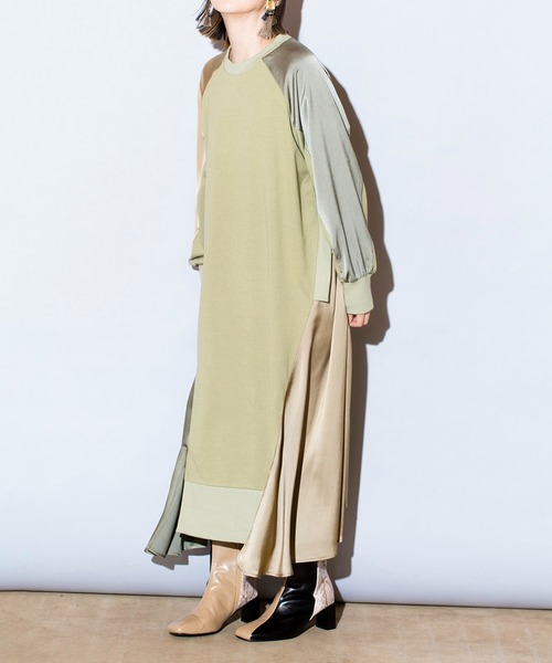 「OSMOSIS」 長袖ワンピース ONE SIZE チャコール レディース_画像8