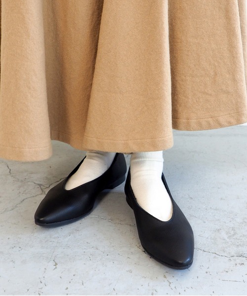「ENあしながおじさん」 フラットパンプス 24cm ブラック レディース_画像2
