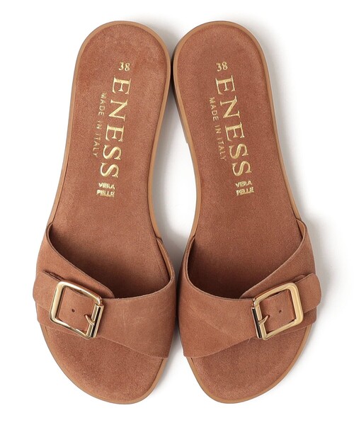 eness（エネス） サンダル ENESS: レザー バックル ベルト サンダル