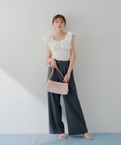 【SALON by Chico】ジャガードパフスリーブドッキングニット Chico（チコ） ニット セーター 「SALON by Chico」ジャガード