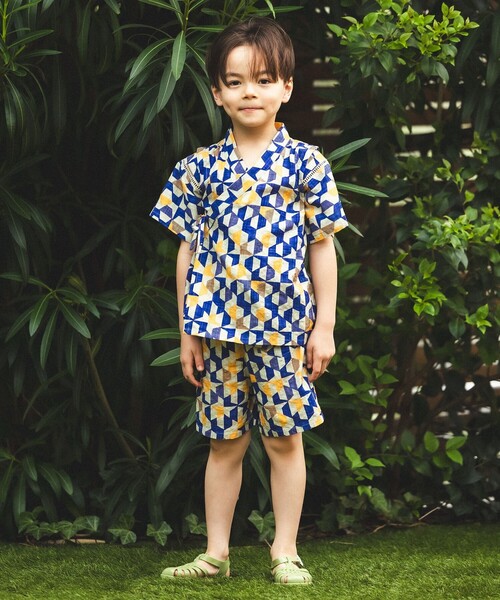 BEAMS mini（ビームス ミニ） 浴衣 幾何学柄 甚平 2026SS （90〜130cm